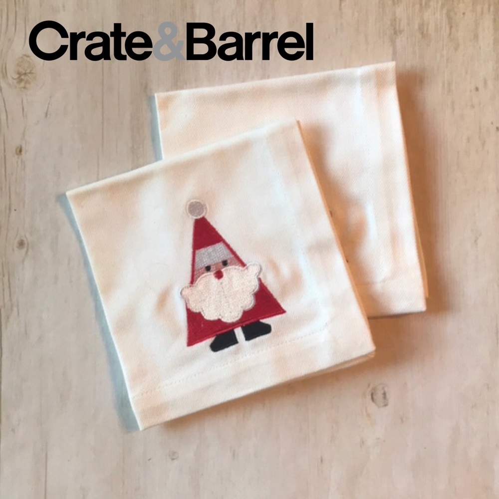 Crate & Barrel Santa Cocktail Napkins